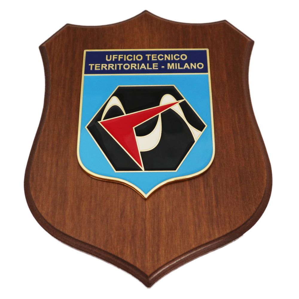 CREST IN METALLO SMALTATO BASE LEGNO CL3 22,50 X 17,50 CM UFF TECN TERR