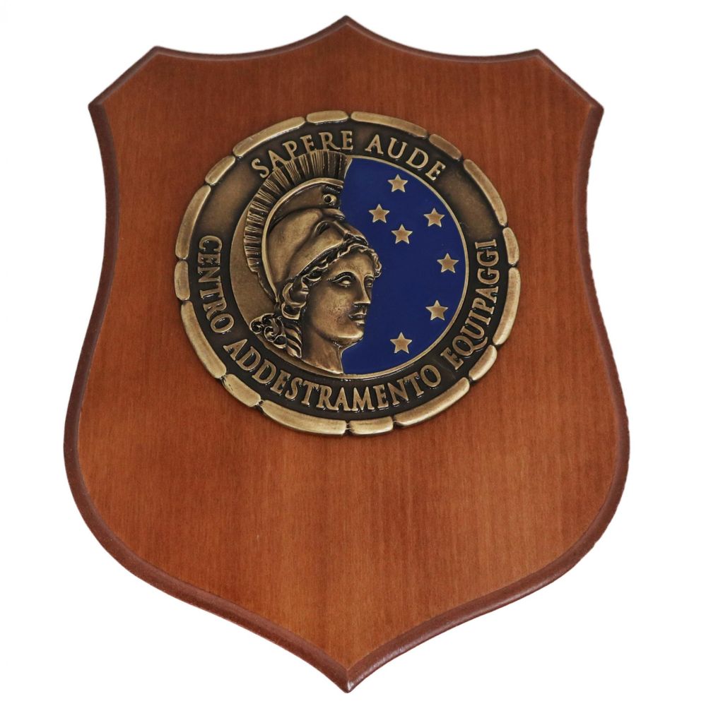 CREST IN METALLO SMALTATO BASE LEGNO CL3 22 X 17 CM CENT ADD EQUIP