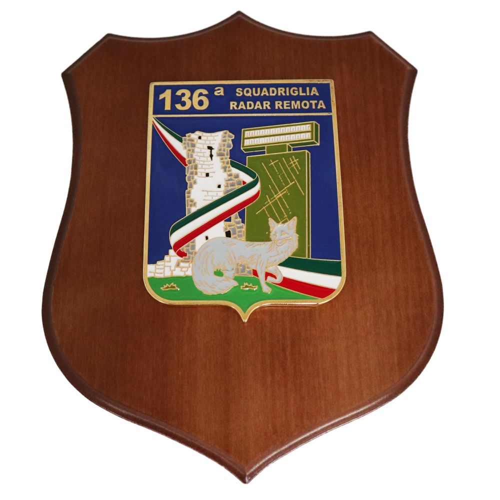CREST IN METALLO SMALTATO BASE LEGNO CL3 22 X 17 CM 136 SQUADRIGLIA RADA