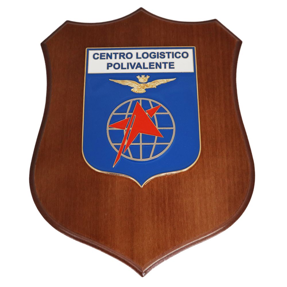 CREST IN METALLO SMALTATO BASE LEGNO CL3 22 X 17 CM CENT LOG POLIVAL