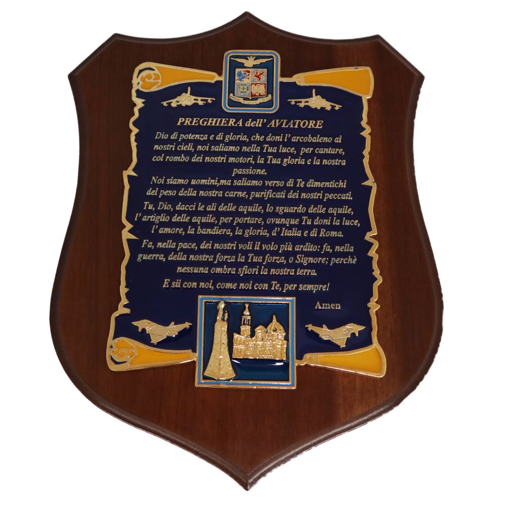 CREST IN METALLO SMALTATOBASE LEGNO CL3 22 X 17 CM PREGHIERA