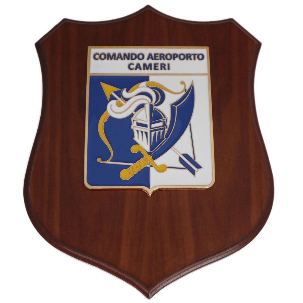 CREST IN METALLO SMALTATO BASE LEGNO CL3 22 X 17 CM COM AEROP CAMERI
