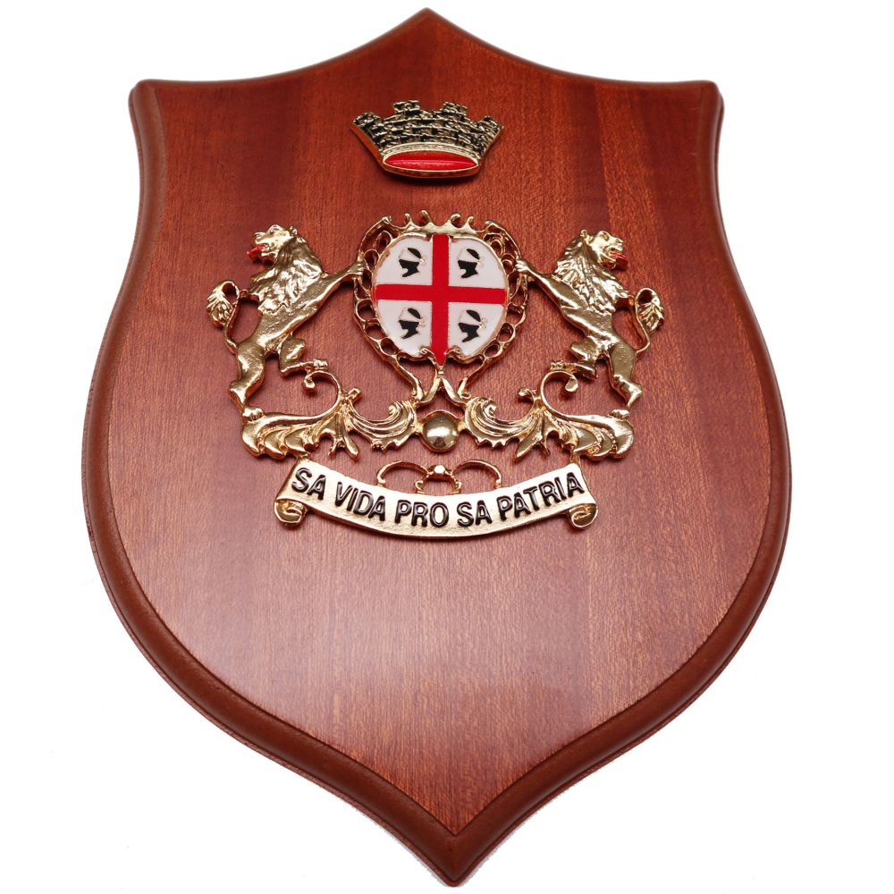 CREST IN METALLO SMALTATO BASE LEGNO 25X18,5 CM BRIGATA SASSARI