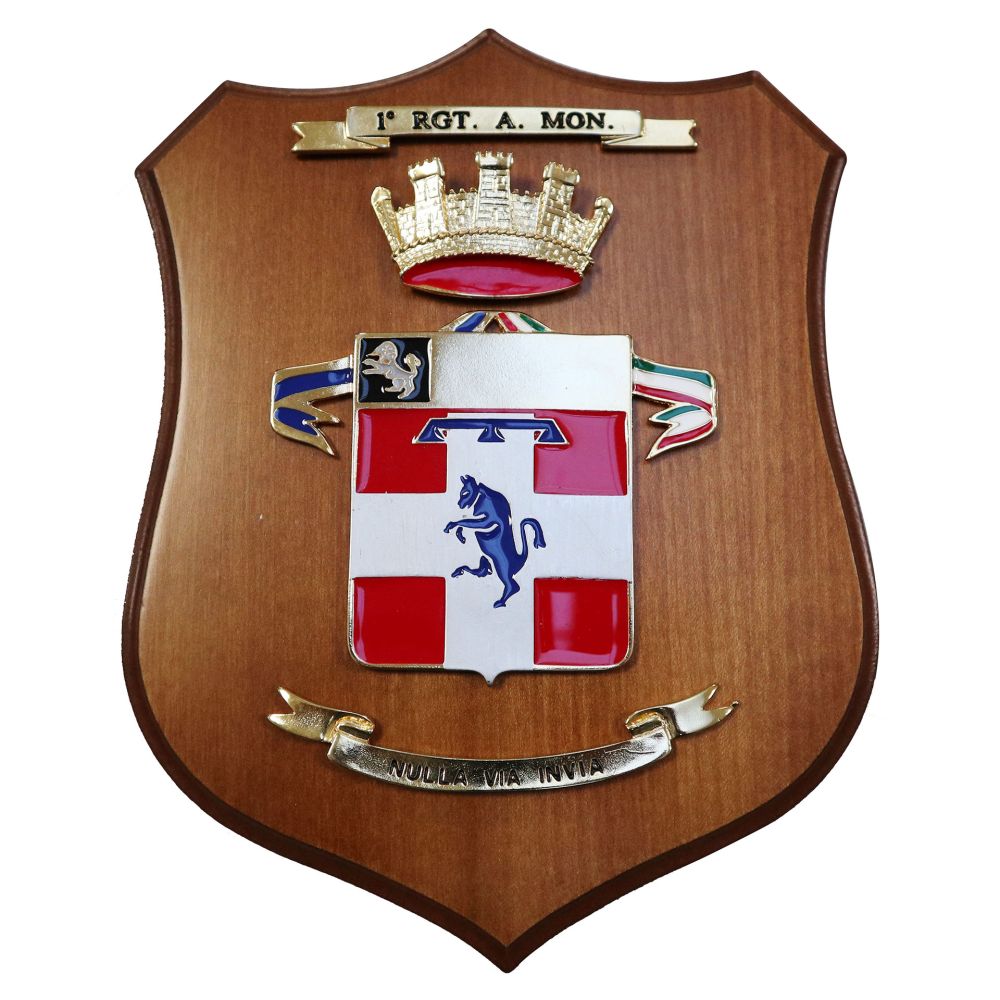 CREST IN METALLO SMALTATO LEGNO CL3 22 X 17 CM 1 RGT ARTIGLIERIA TERR MO
