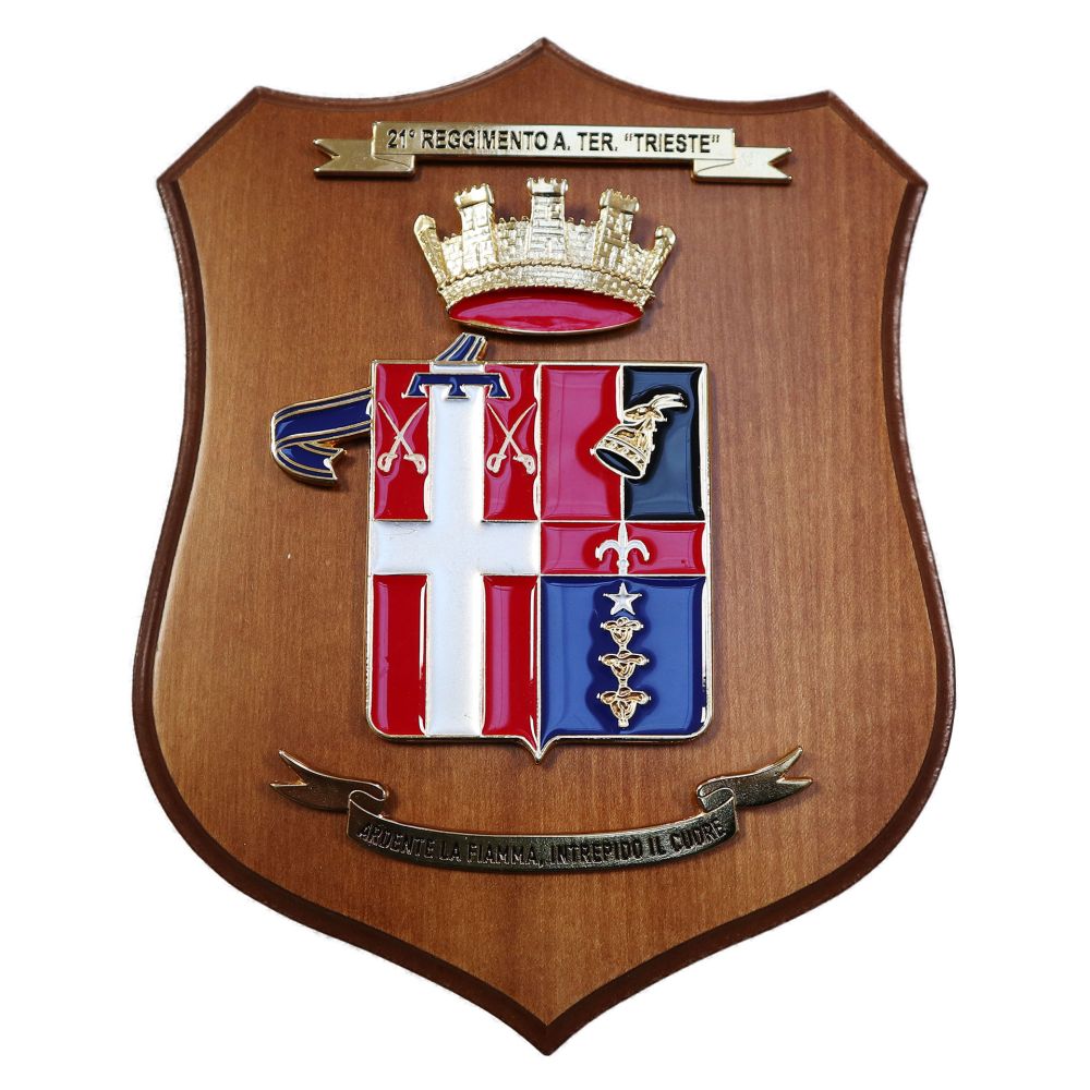 CREST IN METALLO SMALTATO LEGNO CL3 22 X 17 CM 21 RGT TERRESTRE TRIESTE