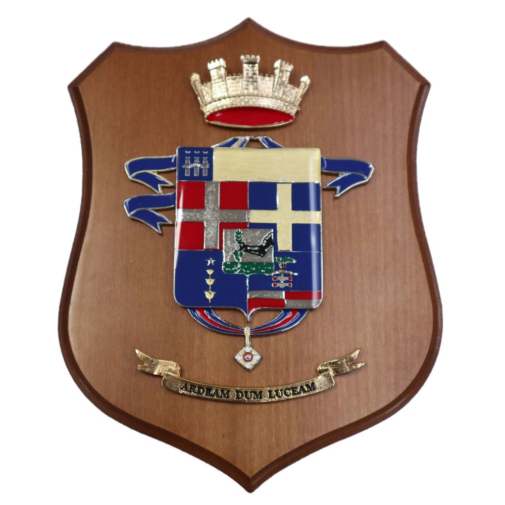 CREST IN METALLO SMALTATO LEGNO CL3 22 X 17 CM 28 RGT PAVIA