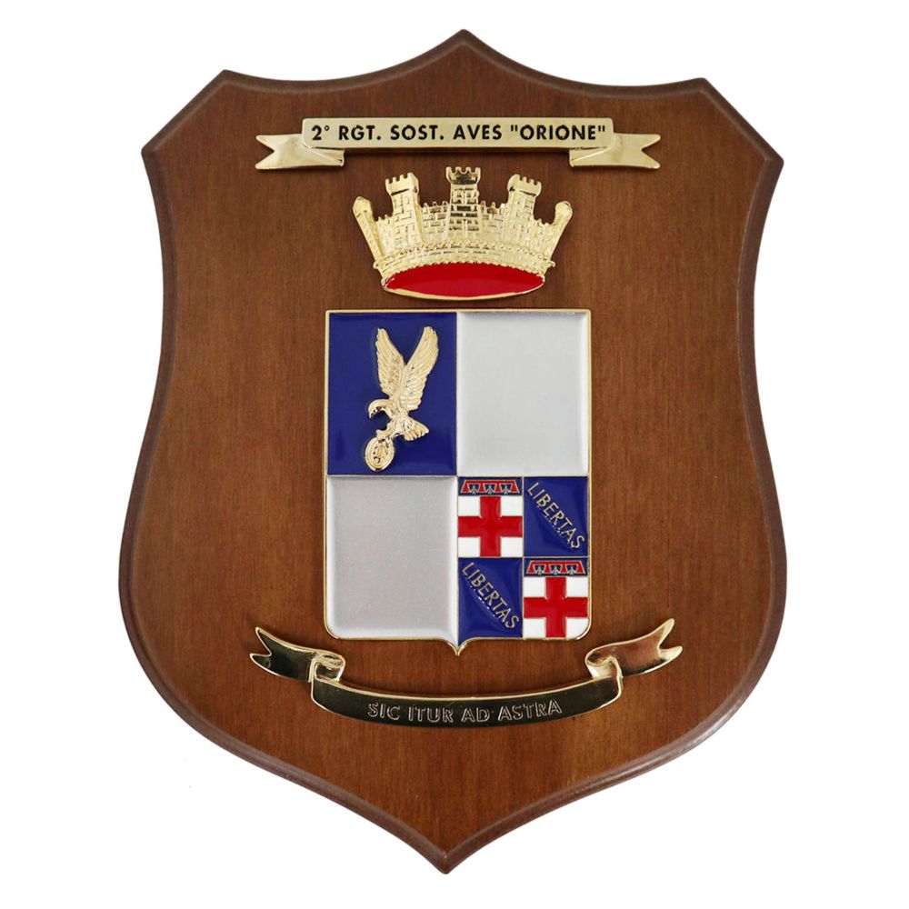 CREST IN METALLO SMALTATO LEGNO CL3 22 X 17 CM 2 RGT SOSTEGNO AVES ORION