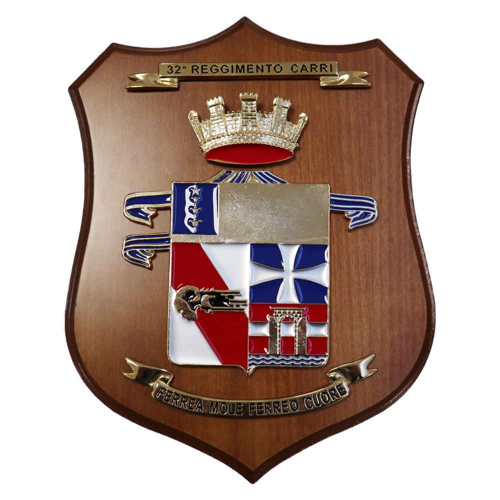 CREST IN METALLO SMALTATO LEGNO CL3 22 X 17 CM 32 RGT CARRI