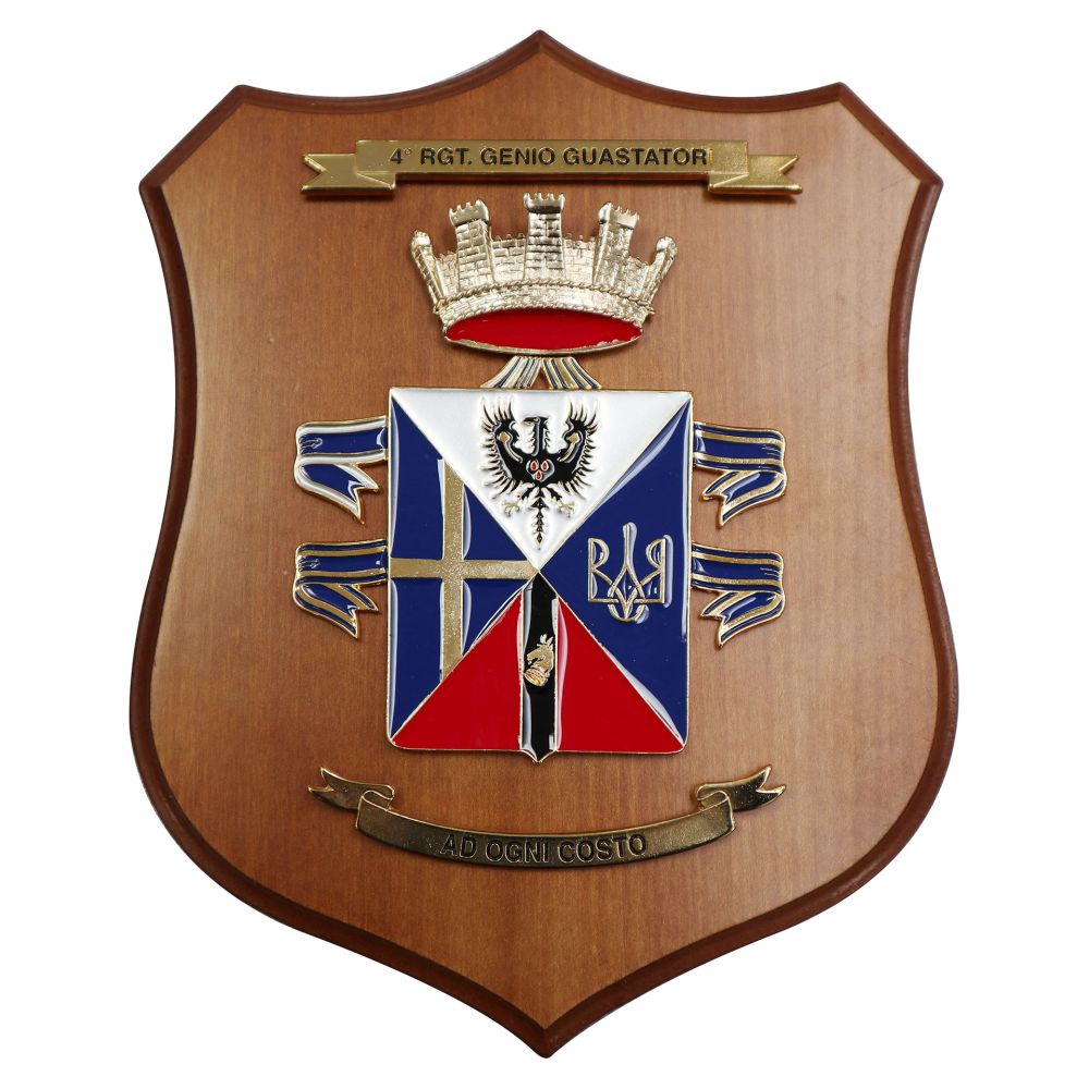 CREST IN METALLO SMALTATO LEGNO CL3 22 X 17 CM 4 RGT GENIO GUASTATORI