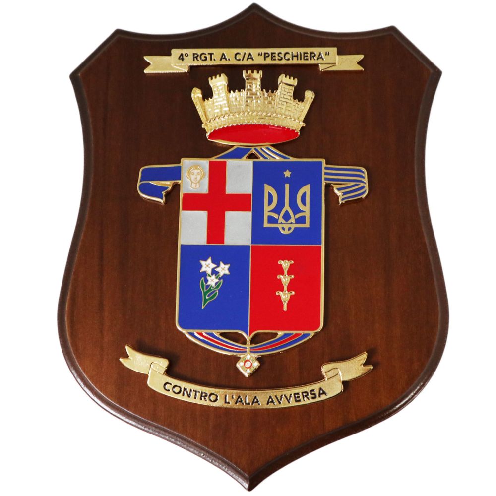 CREST IN METALLO SMALTATO LEGNO CL3 22 X 17 CM 4 RGT PESCHIERA