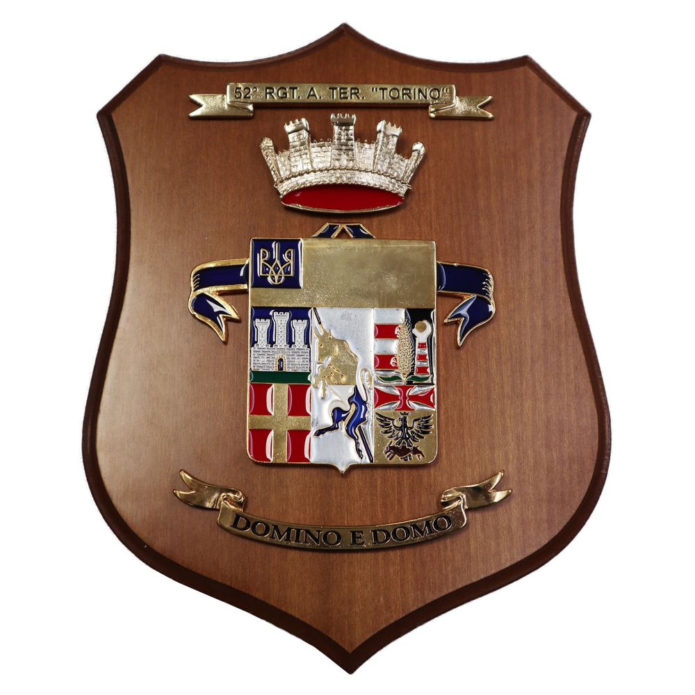 CREST IN METALLO SMALTATO LEGNO CL3 22 X 17 CM 52 RGT ART TER TORINO