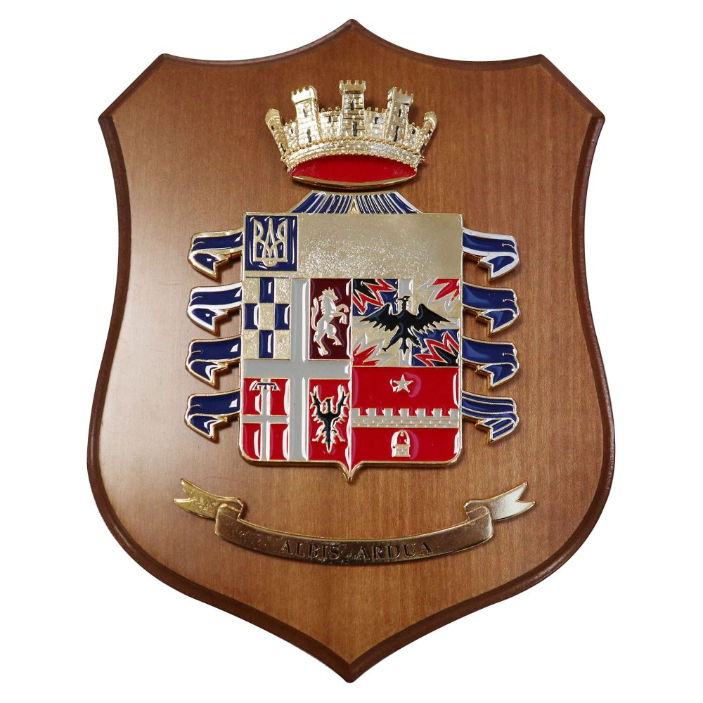CREST IN METALLO SMALTATO LEGNO CL3 22 X 17 CM 5 RGT LANCIERI NOVARA