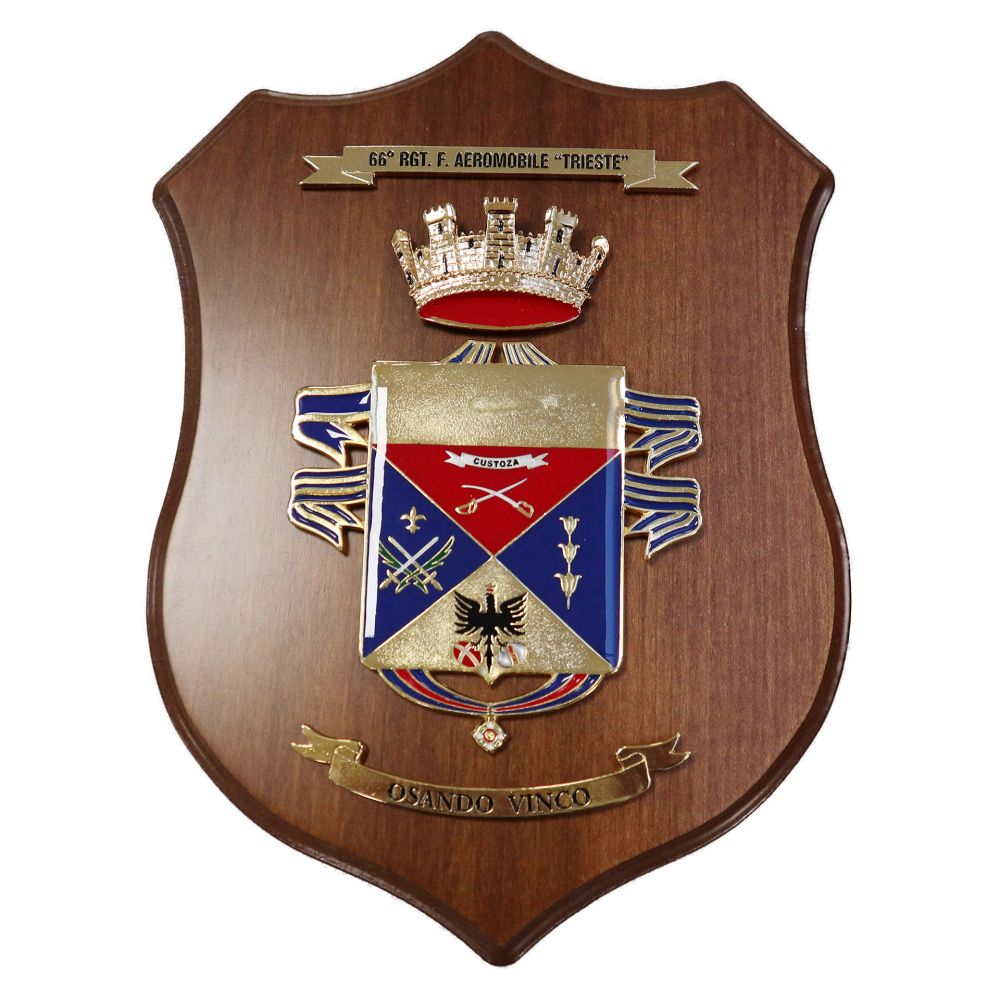 CREST IN METALLO SMALTATO LEGNO CL1225 X 18 CM 66 RGT AEROMOBILE TRIES