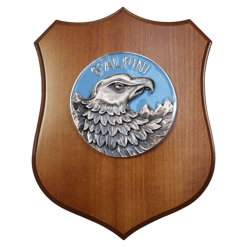 CREST IN METALLO SMALTATO LEGNO CL3 22 X 17 CM 6 RGT ALPINI