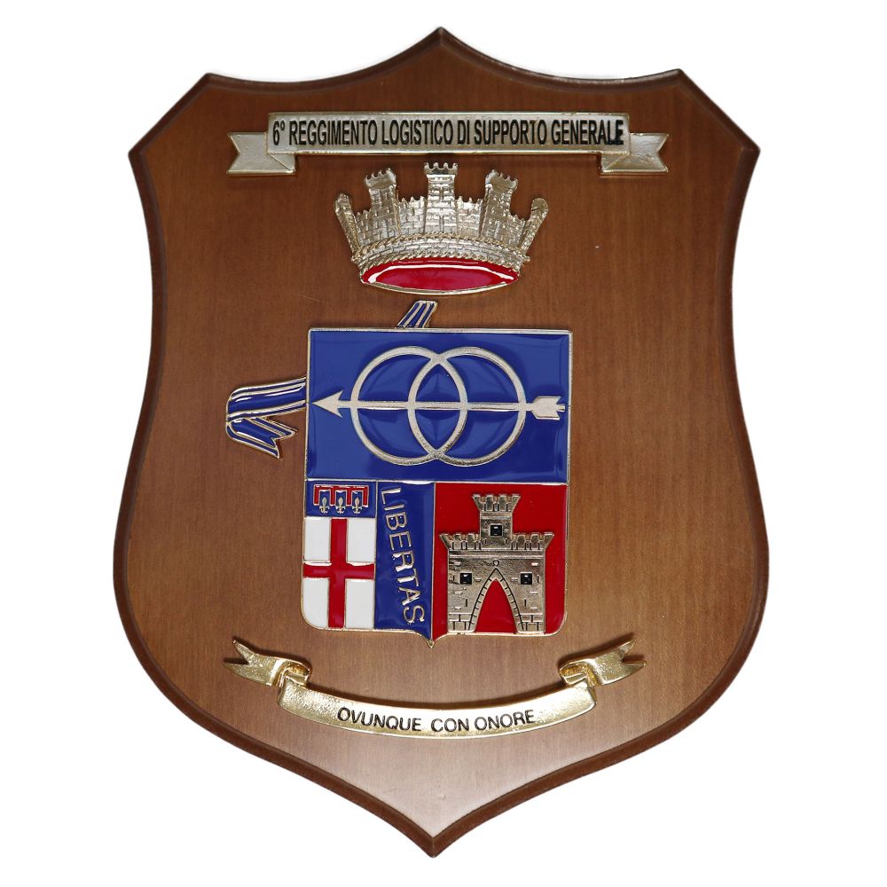 CREST IN METALLO SMALTATO LEGNO CL3 22 X 17 CM 6 RGT LOGIST SUPP GEN