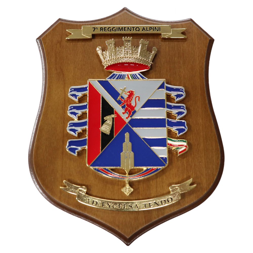 CREST IN METALLO SMALTATO LEGNO CL1225 X 18 CM 7 RGT ALPINI