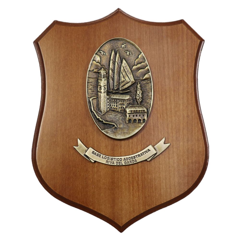 CREST IN METALLO SMALTATO LEGNO CL3 22 X 17 CM BASE LOG ADDESTRATIVA RIV