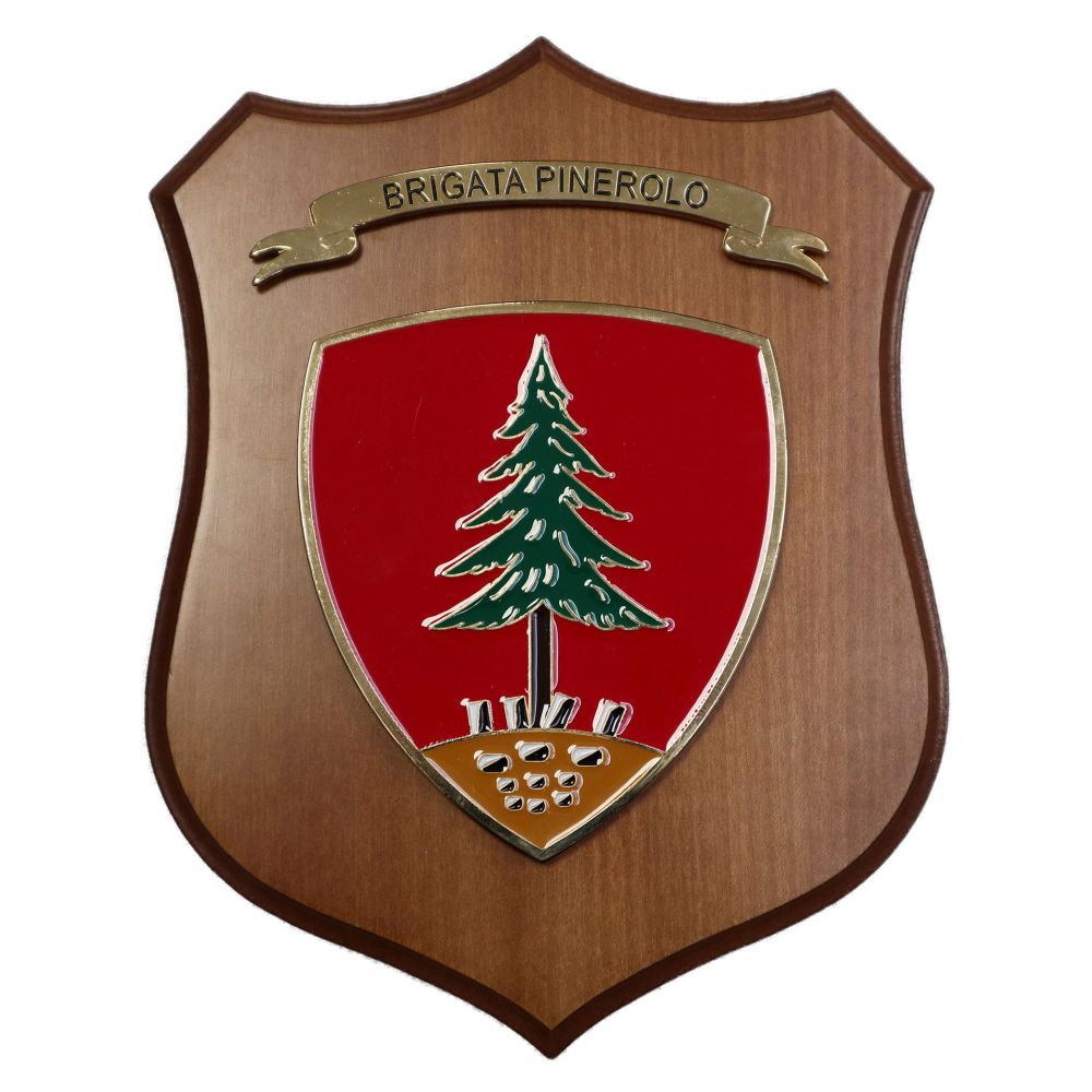 CREST IN METALLO SMALTATO LEGNO CL3 22 X 17 CM BRIGATA PINEROLO