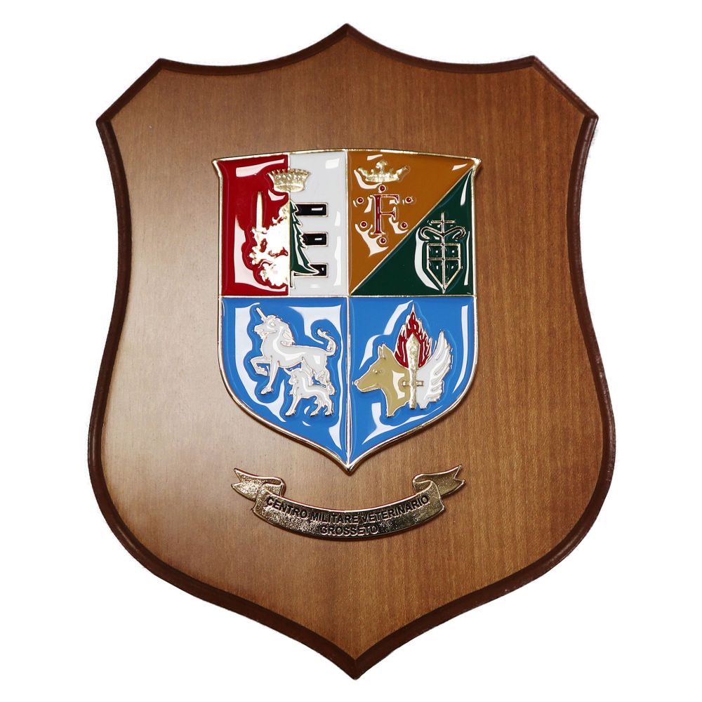 CREST IN METALLO SMALTATO LEGNO CL3 22 X 17 CM CENTRO VETERIANARIO MIL G