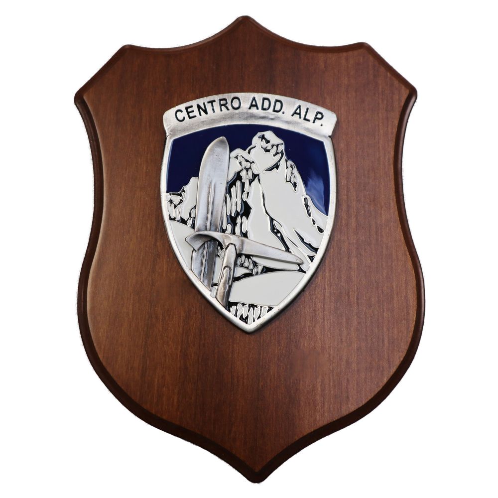 CREST IN METALLO SMALTATO LEGNO CL12 25 X 18 CM CENTRO ADD ALPINO