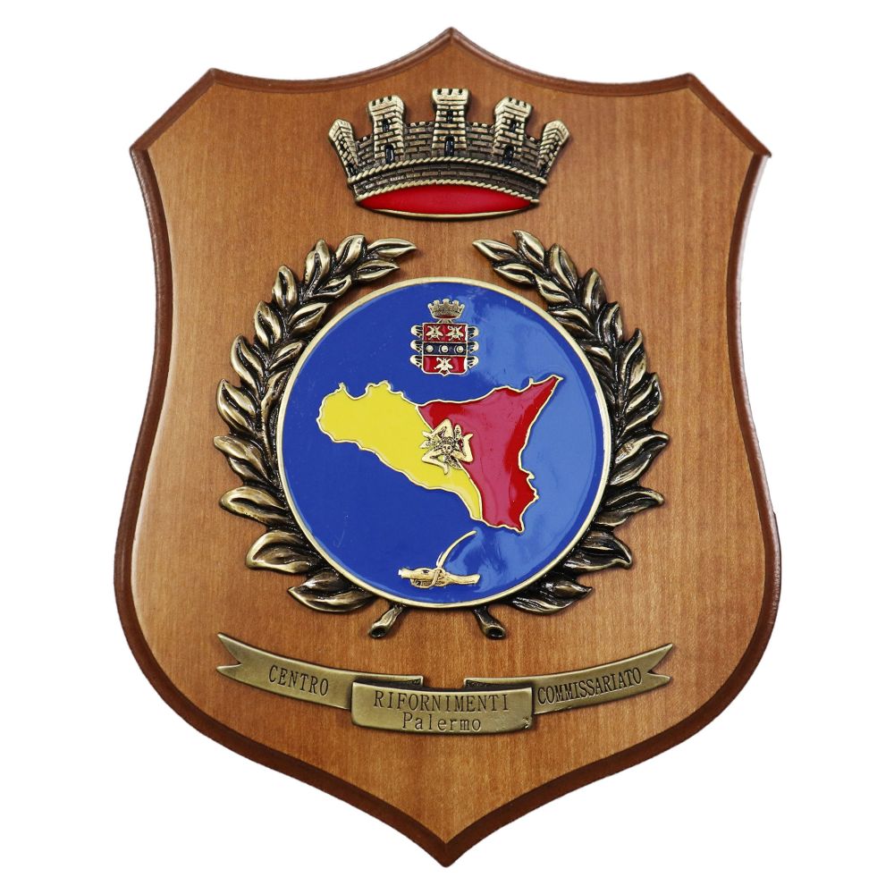 CREST IN METALLO SMALTATO LEGNO CL3 22 X 17 CM CENTRO RIF COMM PALERMO