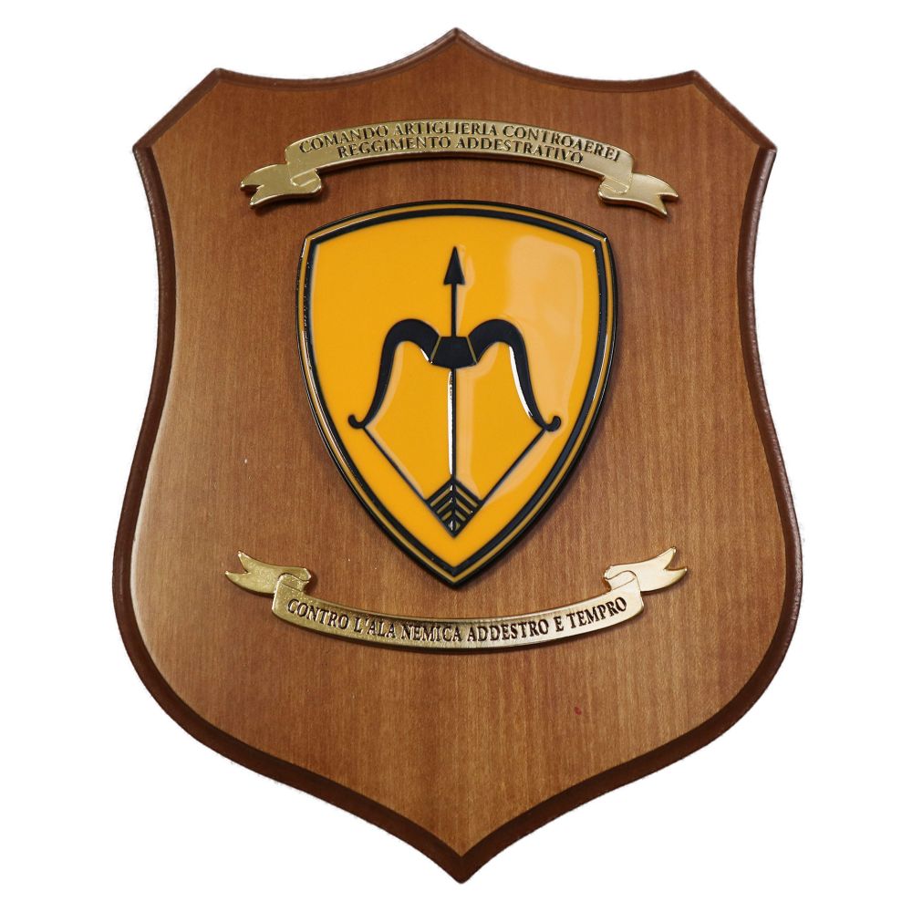 CREST IN METALLO SMALTATO LEGNO CL3 22 X 17 CM COM ART CONTROAEREI RGT A