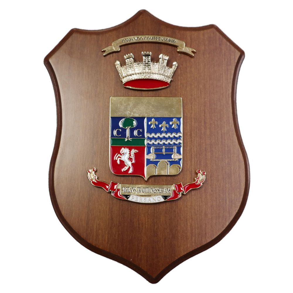 CREST IN METALLO SMALTATO LEGNO CL1225 X 18 CM COMANDO COMP PESARO
