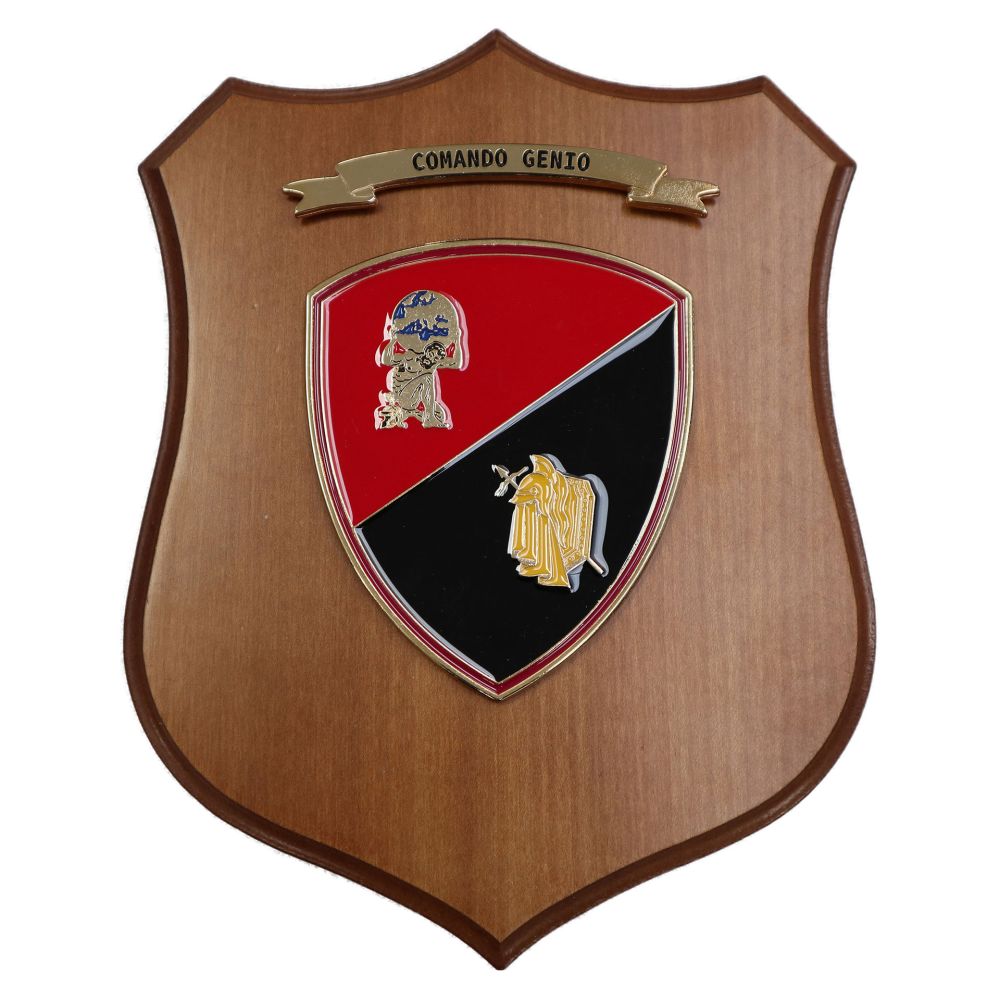 CREST IN METALLO SMALTATO LEGNO CL3 22 X 17 CM COMANDO GENIO