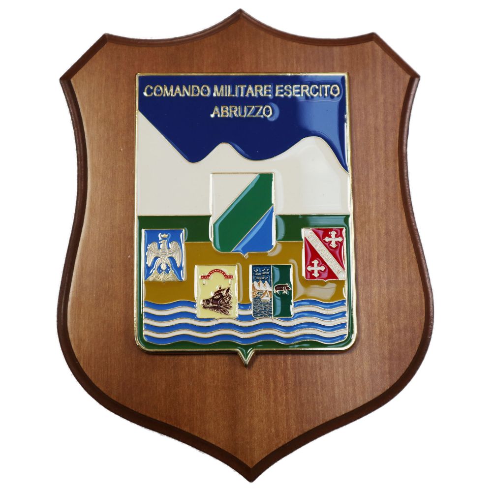 CREST IN METALLO SMALTATO LEGNO CL3 22 X 17 CM COM MIL EI ABRUZZO