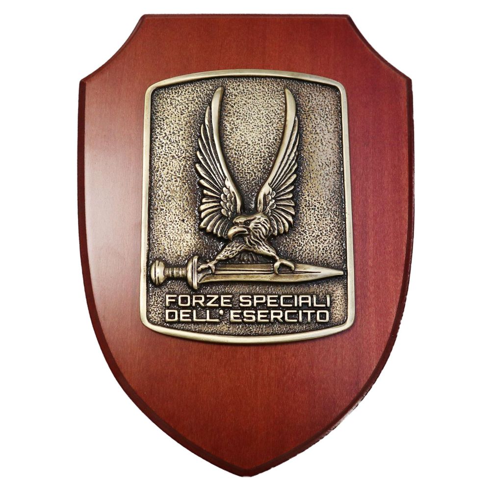 CREST IN METALLO SMALTATO LEGNO CL23 MOGANO 24,5 X 18 CM FORZE SPECIALI