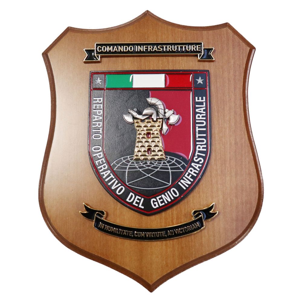 CREST IN METALLO SMALTATO LEGNO CL3 22 X 17 CM REP OPER GENIO INFRASTRUT