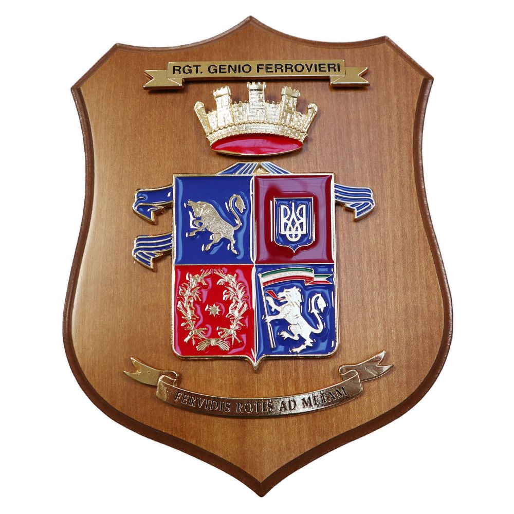 CREST IN METALLO SMALTATO LEGNO CL3 22 X 17 CM GENIO FERROVIERI