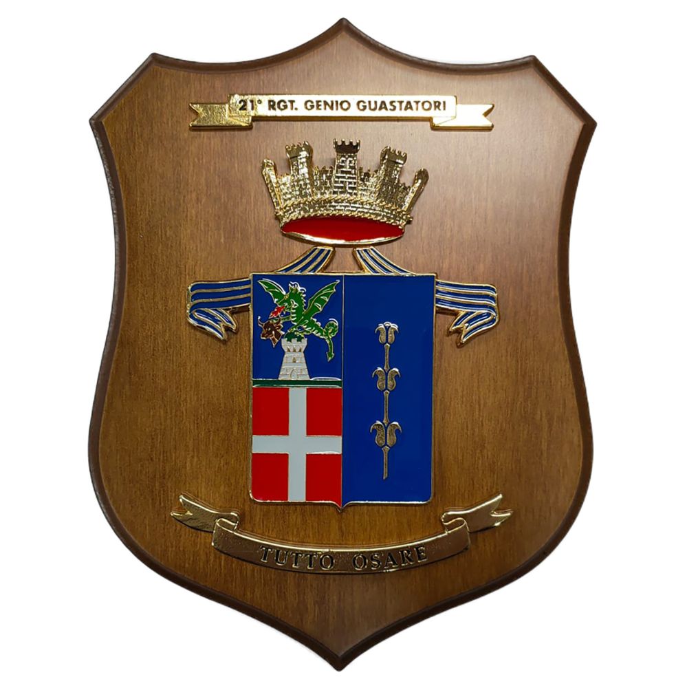 CREST IN METALLO SMALTATO LEGNO CL3 22 X 17 CM 21 RGT GENIO GUASTATORI