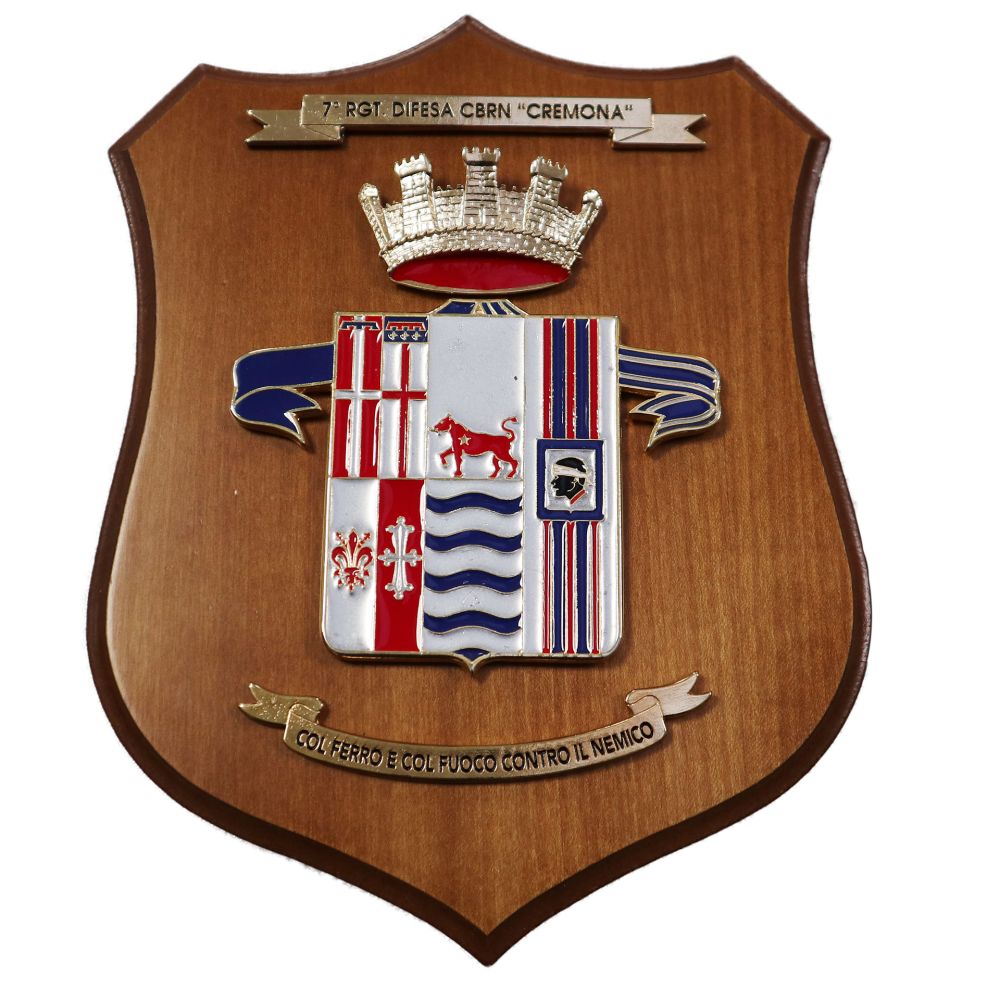 CREST IN METALLO SMALTATO LEGNO CL3 22 X 17 CM 7 RGT DIFESA NBC