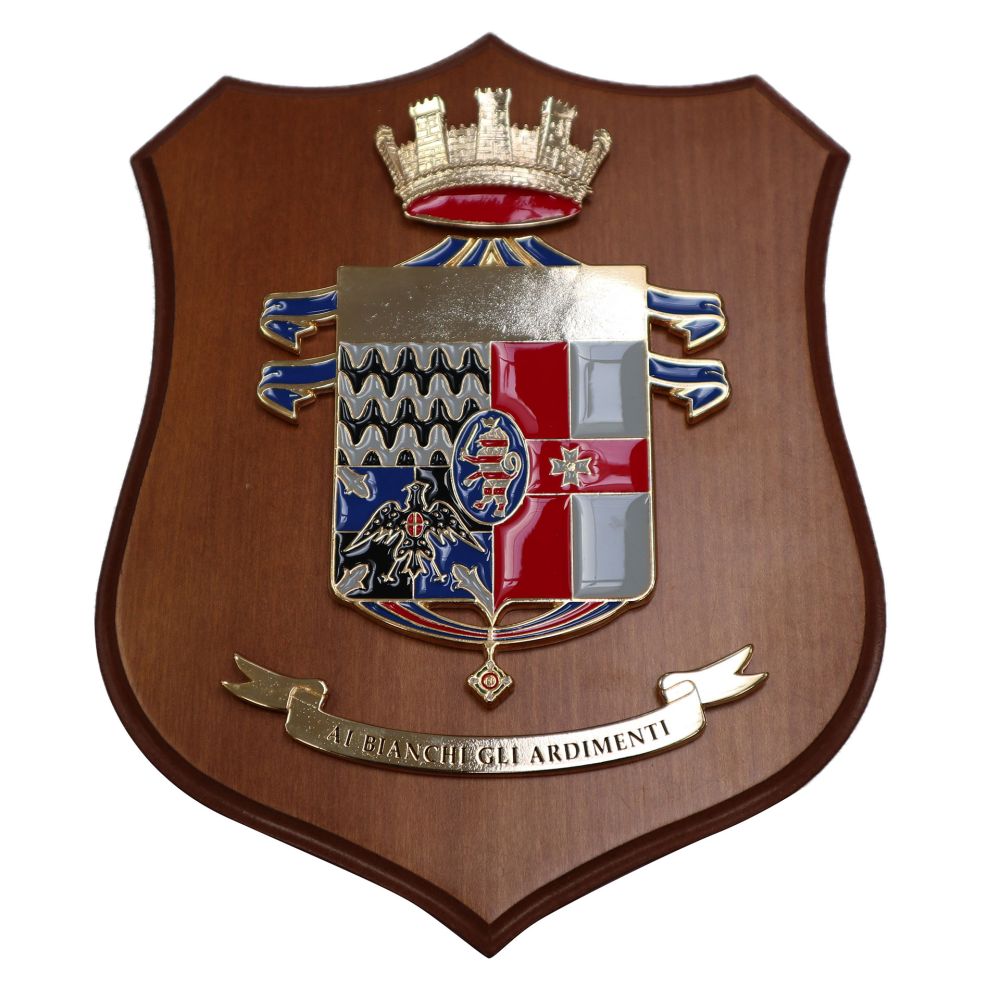 CREST IN METALLO SMALTATO LEGNO CL3 22 X 17 CM 9 RGT FANTERIA BARI