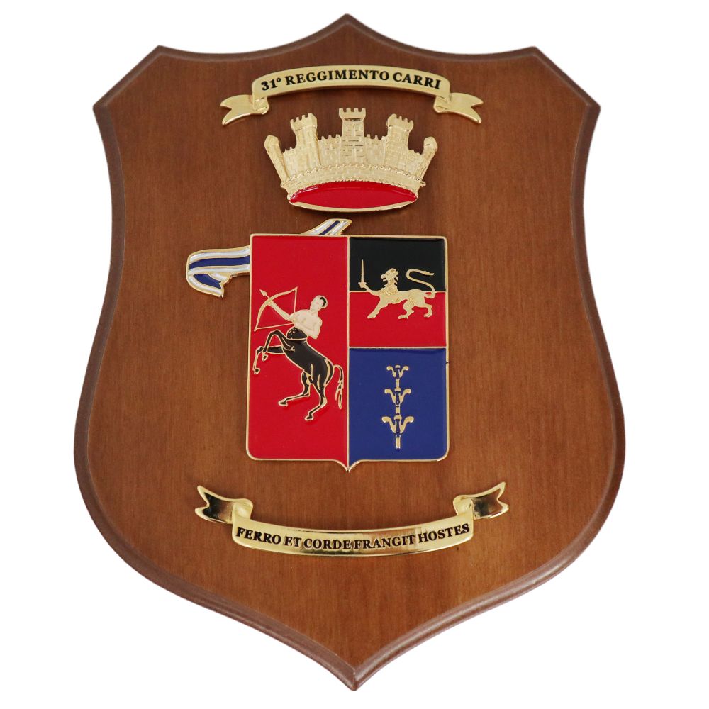 CREST IN METALLO SMALTATO LEGNO CL3 22 X 17 CM 31 RGT CARRI