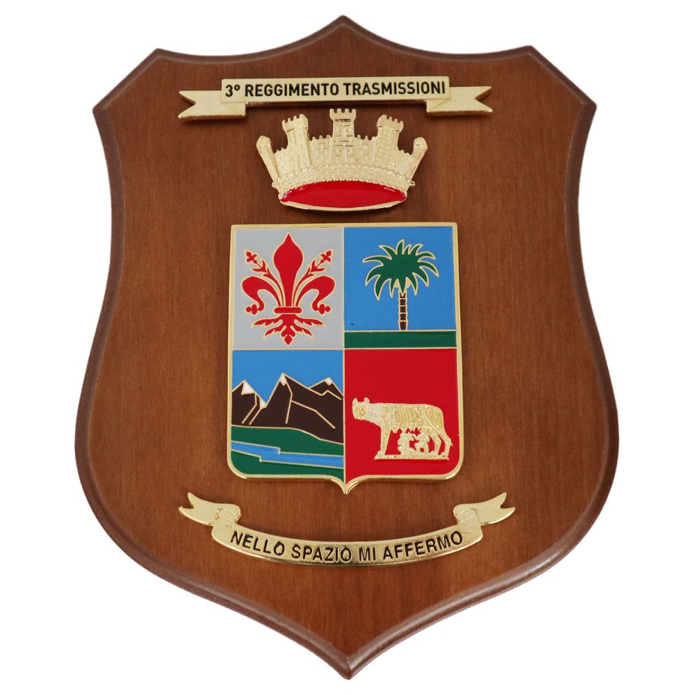 CREST IN METALLO SMALTATO LEGNO CL3 22 X 17 CM 3 RGT TRASMISSIONI