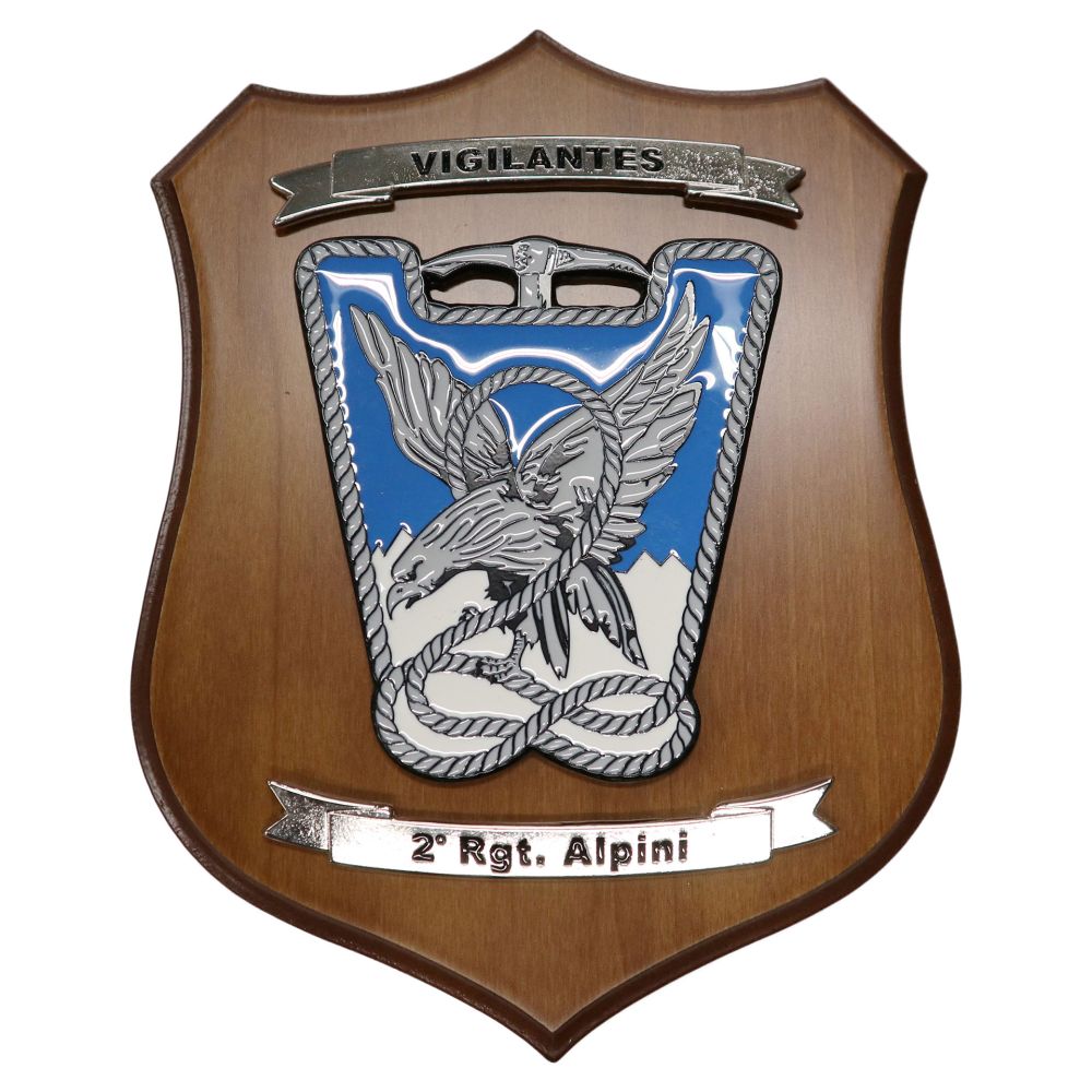 CREST IN METALLO SMALTATO LEGNO CL3 22 X 17 CM 2 RGT ALPINI