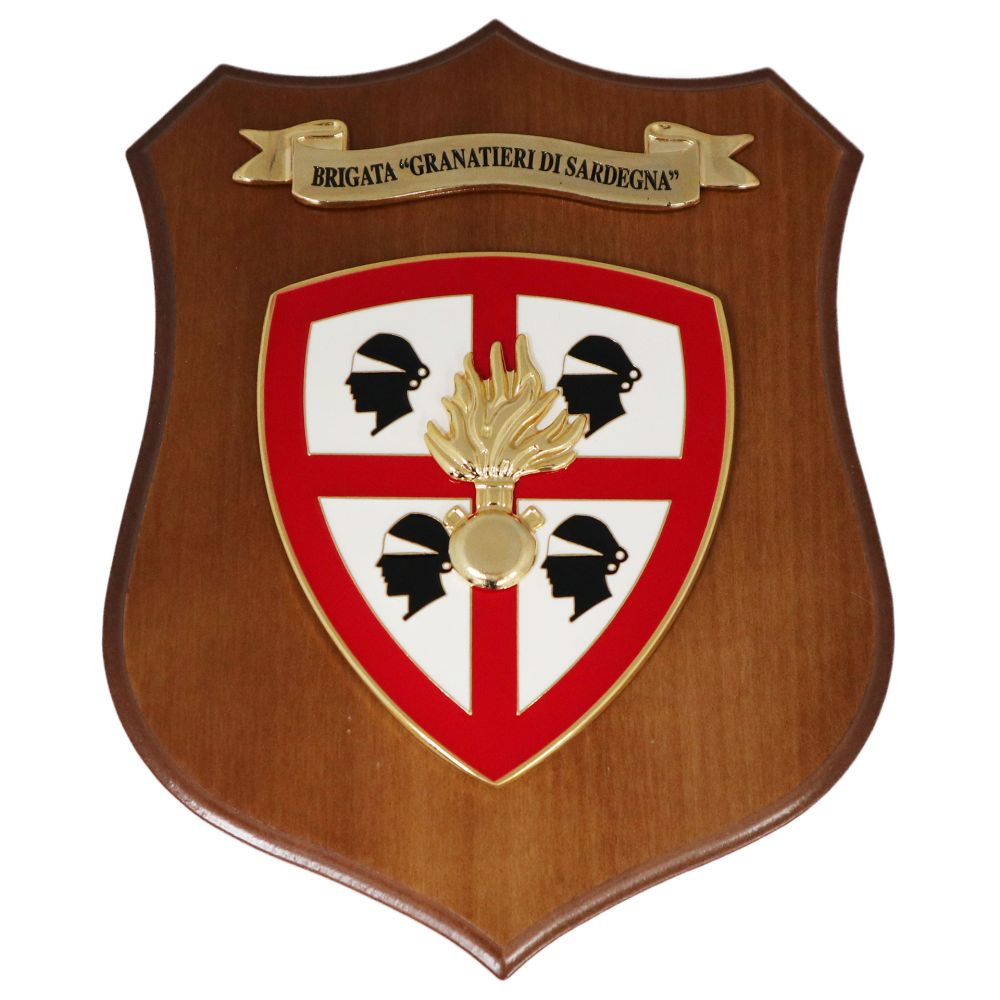 CREST IN METALLO SMALTATO LEGNO CL3 22 X 17 CM BRIGATA GRANATIERI DI SAR