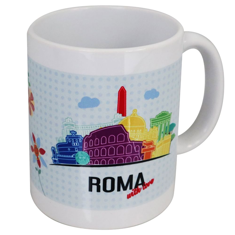 MUG IN CERAMICA STAMPATA DIAM 8.2 CM, H. 9.5 CM, ROMA WITH LOVE
