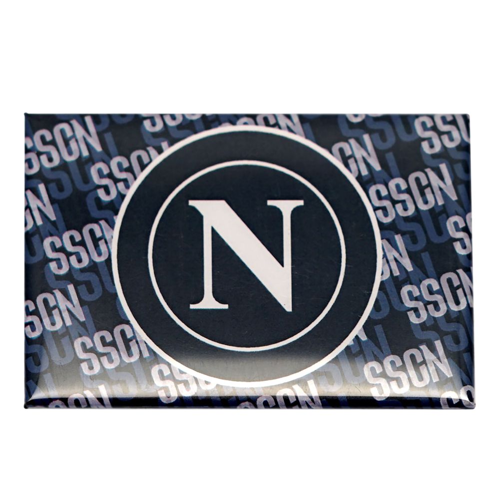 MAGNETE STAMPATO RETTANGOLARE CON LOGO NAPOLI BIANCO SU FONDO BLU
