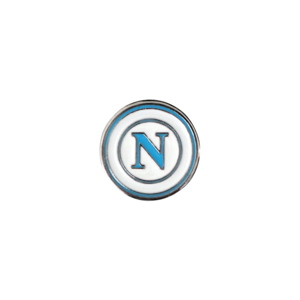 DISTINTIVO SMALTATO CON LOGO NAPOLI CELESTE SU FONDO BIANCO