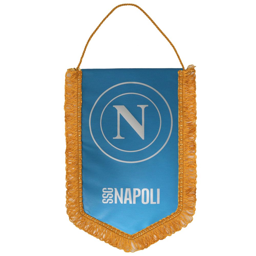 GAGLIARDETTO PENTAGONALE 20X28 CM CELESTE CON LOGO BIANCO