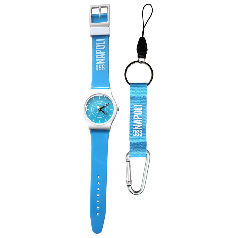 KIT OROLOGIO DA POLSO CELESTE E PORTACHIAVI CON MOSCHETTONE CELESTE CON