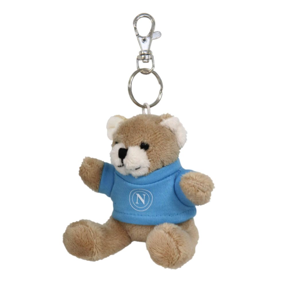 ORSETTO PORTACHIAVI PELUCHE H 8CM CON MAGLIA CELESTE CON LOGO BIANCO NAP