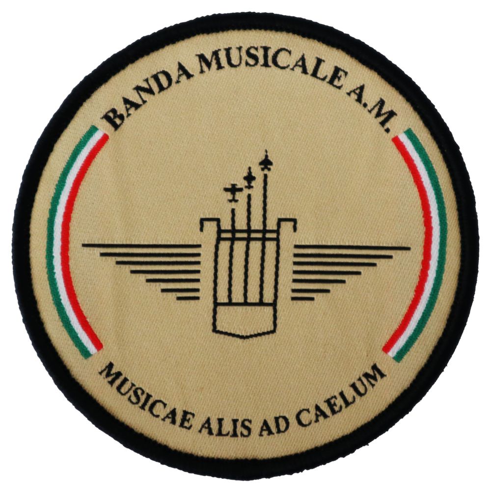 PATCH DISTINTIVO RICAMATO CON VELCRO DIAMETRO 90 MM BANDA MUSICALE AM