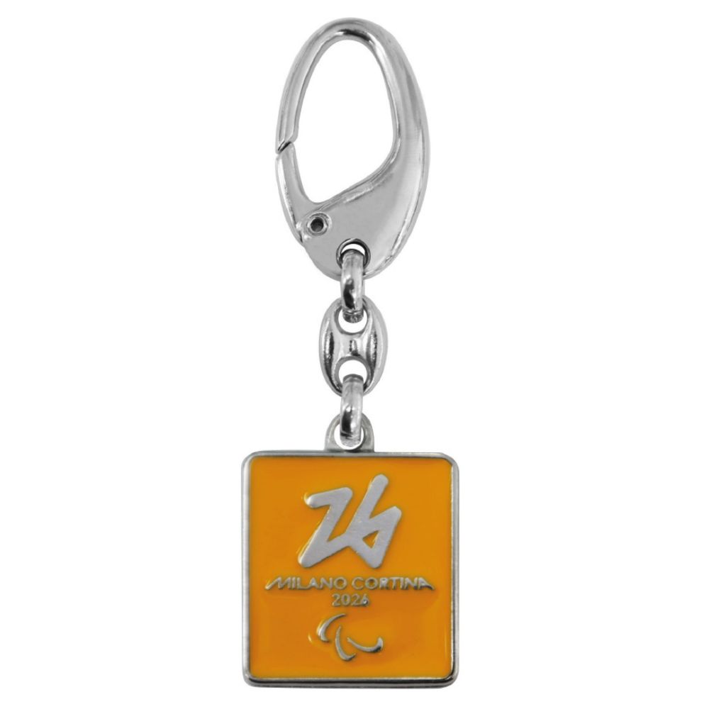 PORTACHIAVI SMALTATO RETTANGOLARE PARALYMPIC EMBLEMA MONOCROMATICO FONDO