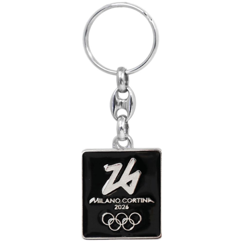 PORTACHIAVI SMALTATO NERO RETTANGOLARE - Olimpiadi Milano Cortina 2026