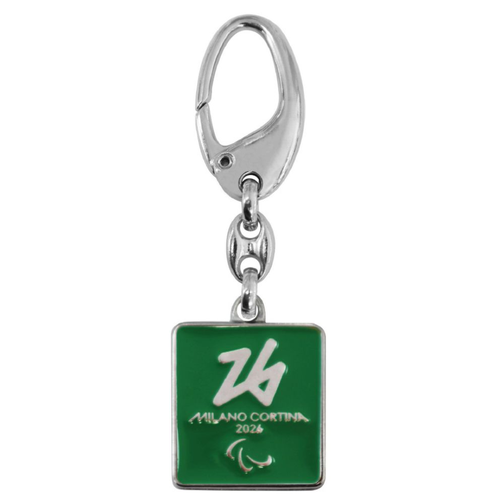 PORTACHIAVI SMALTATO RETTANGOLARE PARALYMPIC EMBLEMA MONOCROMATICO FONDO