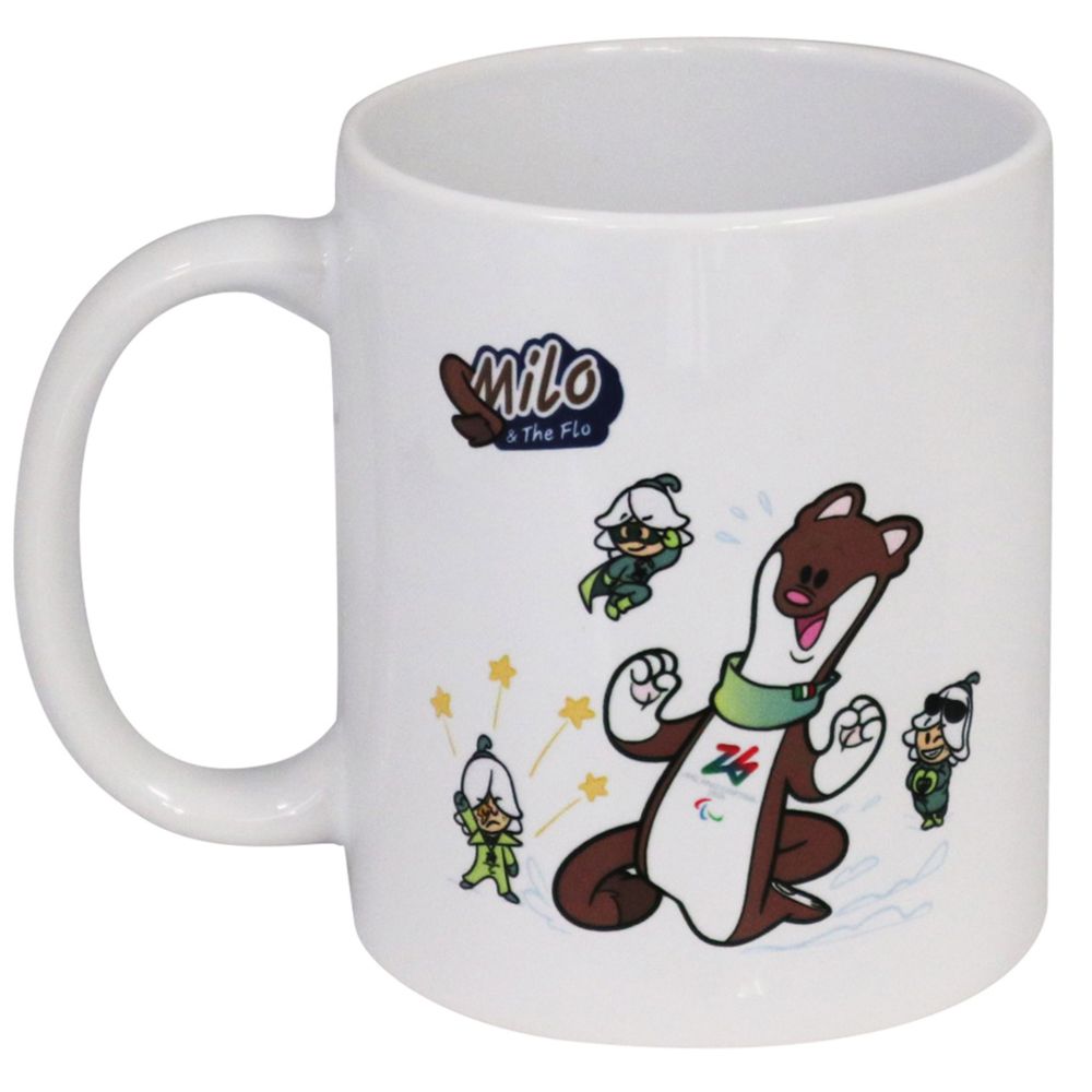 TAZZA MUG CERAMICA DIA 8 CM PARALYMPIC MASCOT MILO E THE FLOW FONDO BIAN